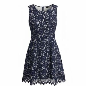 Donna Ricco Navy and White Lace Mini Dress